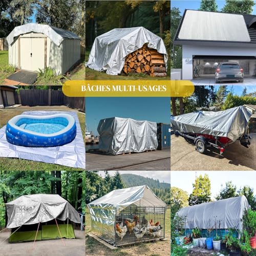 Waterproof and Heavy Duty Outdoor Polyethylene Tarpaulin 160 g/m² Frost and UV Resistant for Garden, Arbor, Camping, Furniture, Shed