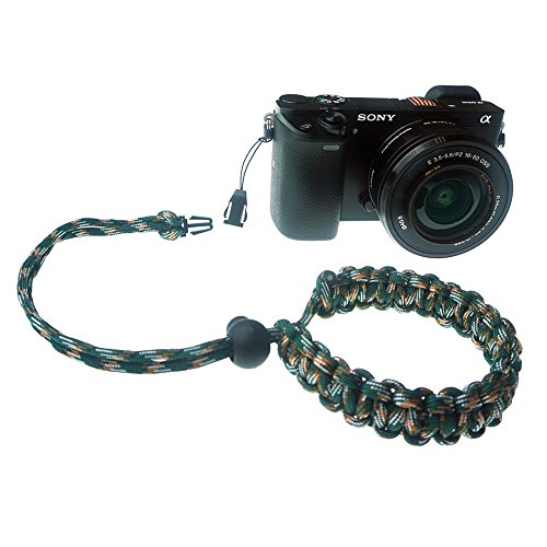FoRapid Braided 550 Paracord Adjustable Camera Wrist Strap /Bracelet Quick Release Connector fits all camera lugs for Mirrorless Compact System DSLR Cameras, Binoculars - Dark Green/Brown/White - Thumbnail 7