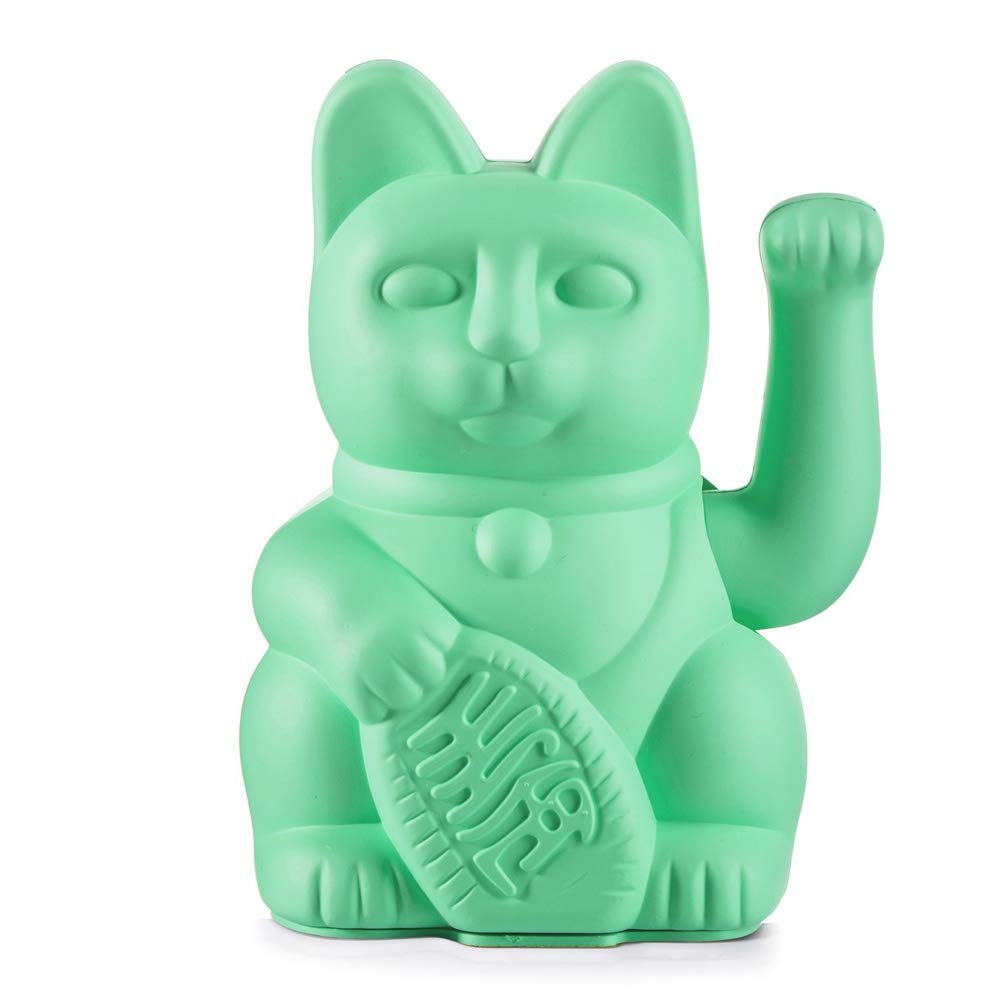 DONKEY Products Waving Cat, Plastic, Mint, 15 x 10.5 x 9 cm