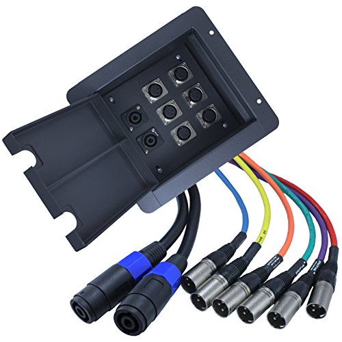 Pro Audio Recessed Stage in Floor Pocket Box Black with Prewired Connections (6-XLR Female + 2-Speakon compatible jacks) - Thumbnail 2
