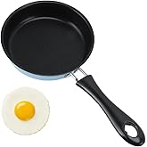 Cyrank Nonstick Mini Egg Pan, 4.7inch One Egg Frying Pan Omelet Pan Single Egg Pan Stainless Steel Mini Skillet Induction Small Egg Skillet(blue)
