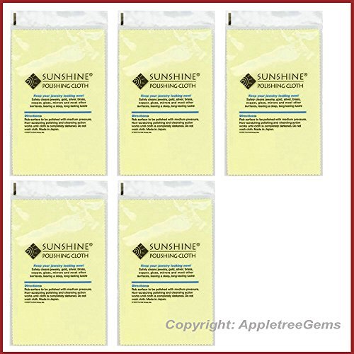 5 Sunshine Polishing Cloths for Sterling Silver, Gold, Brass and Copper Jewelry Polishing Cloth