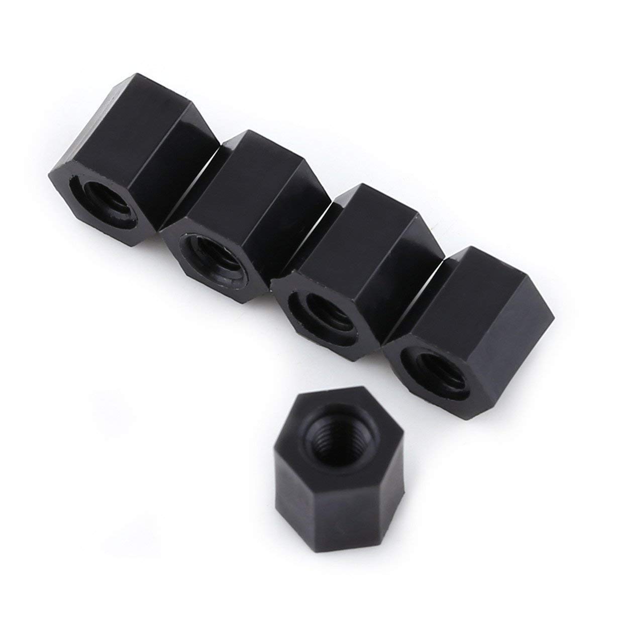 100Pcs M3 Female to M3 Female Hex Threaded Standoff Spacer Pillar 8mm 10mm 12mm 15mm Nylon Black (8mm)