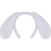 ZOONAI Dog Ears Headband, Cute Plush Animal Dog Ear Headbands Halloween Christmas Party Headwear Hair Accessories (White, One Size)