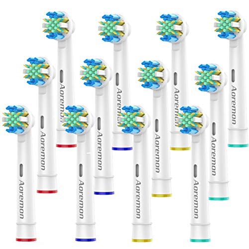 AoremonReplacement Brush Heads for Oral b Braun Floss Action Pro 7000 Pro 1000 Pro 3000 Pro 5000 Vitality Toothbrush Models, 12Pack