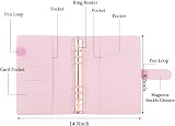 falllea A5 PU Leather Ring Binder Pink 6 Ring Travel Journal Planner view 2