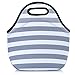 Neoprene Lunch Bag, Eco- Friendly Lunch Tote Bag For Women And Adults. Waterproof Insulated Travel Cooler Lunch Box-Gray White Stripes