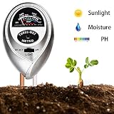Supersks 3-in-1 Soil Tester Meter Test Kit for Light, Moisture and PH Suitable for Indoor Plant Flowers, Outdoor Vegetable Garden, Lawn, Farm, Horticultural Plant Testing Equipment (Silver)