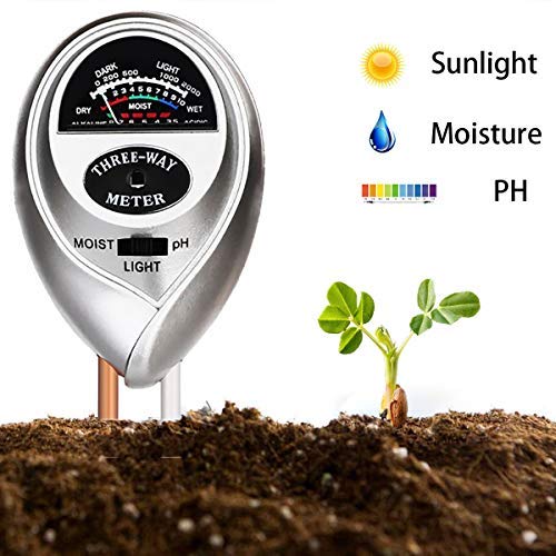 Supersks 3-in-1 Soil Tester Meter Test Kit for Light, Moisture and PH Suitable for Indoor Plant Flowers, Outdoor Vegetable Garden, Lawn, Farm, Horticultural Plant Testing Equipment (Silver)