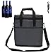 Vina 3 Bottle Wine Carrier - Travel Insulated Wine Carrying Case Tote Bag Case for Champagne Picnic Cooler Gray + Free Corkscrew