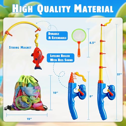 CozyBomB Fishing Toy Bath Toy Magnetic Fishing Toy Vov Waterproof Floating Toy in the Bathtub Learning Play Set for Learning to Fish - Teaching and Learning