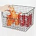mDesign Metal Kitchen Pantry Food Storage Organizer Basket - Farmhouse Grid Design with Open Front for Cabinets, Cupboards, Shelves - Holds Potatoes, Onions, Fruit - 12