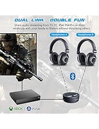 Juego de transmisor y receptor Bluetooth inalámbrico de TV   Bluetooth 5.0 y aptX adaptador de tecnología de baja latencia con óptico, 0.138 in AUX, RCA, auriculares de reproducción de alta fidelidad para TV teléfonos PC