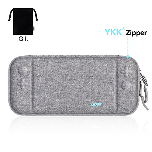 Ultra Slim Carrying Case for Nintendo Switch, VUP Switch Hard Cover Portable Protective Travel Shell for Nintendo Switch Console & Accessories with 8 Game Cartridges and an Accessories Pouch, Gray