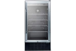 Summit Appliance SCR1841BCSS 18" Wide Undercounter Glass Door All-Refrigerator with Digital Controls, Auto Defrost, Digital Thermostat, Lock, LED Light and Stainless Wrapped Steel Cabinet