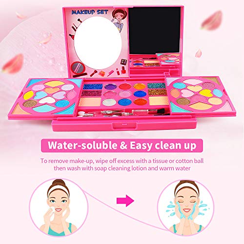 AMOSTING Real Makeup Toy For Girls Washable Cosmetic Set Pretend Play Gifts for Toddler Kids