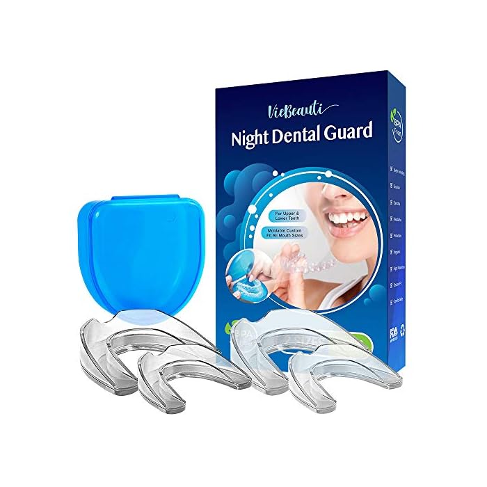 VieBeauti Professional Moldable Mouth Guard, Dental Night Guard for Grinding Teeth, 2 Sizes, 4 Pieces New Upgraded Night…