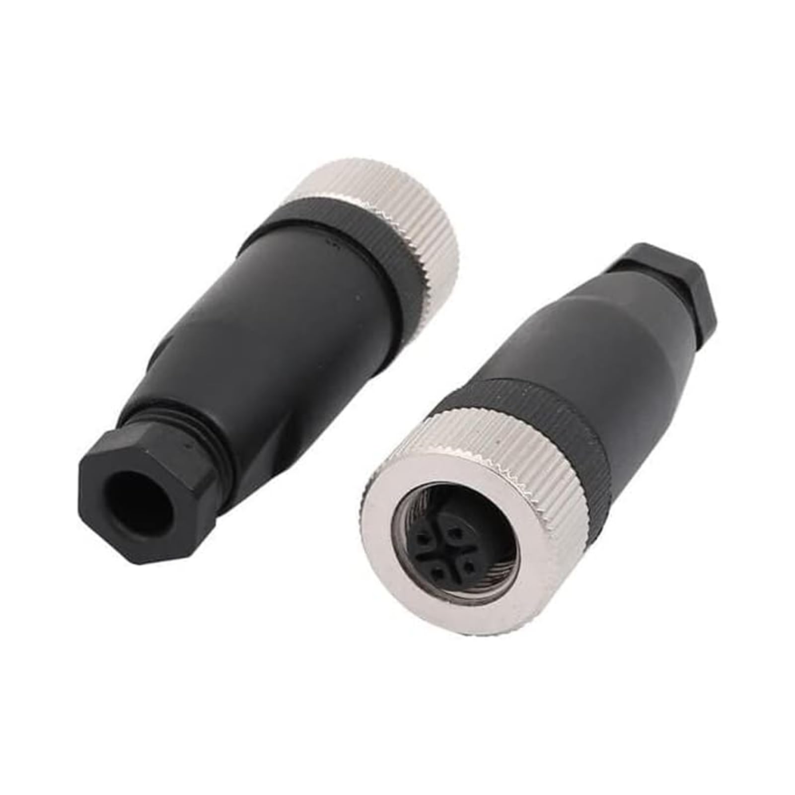 Elecbee 2PCS M12 5-Pin Connector Plug, 12 mm Sensor Cable Connector A-Code Thread Lock M12 Aviation Industrial Round Connector IP67 Waterproof Unshielded Field Installable Cable Connector (Female)