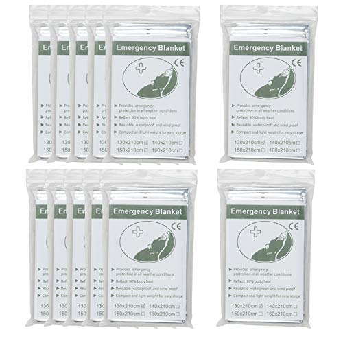 Juvale 12-Pack Emergency Blankets – Thermal Foil Mylar Blankets for Winter Survival Kit, Outdoor Camping, Travel, First Aid, and Car