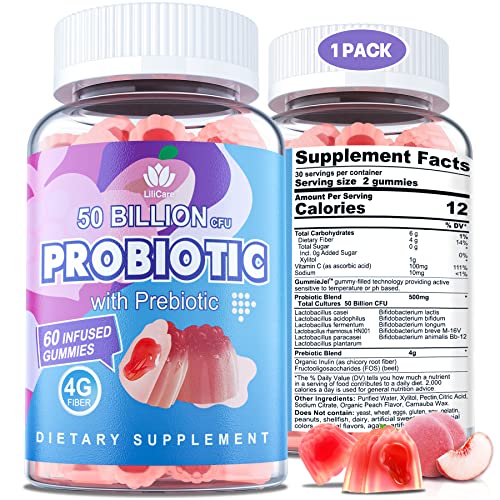 Sugar Free Probiotic Gummies 50 Billion CFU 11 Strains with Prebiotics