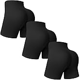 MOREFEEL 3 Pack Workout Gym Shorts Women-5" Seamless Butt Lifting Tummy Control Plus Size Seamless Booty Biker Shorts