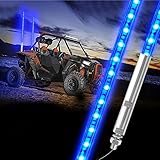 BESTZHEYU 2PCS 0.9M Blue LED Whip Light for ATV UTV