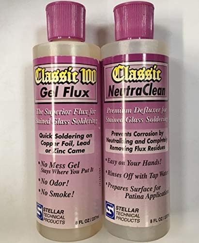 Classic 100 Gel Flux & NeutraClean Flux Remover Set | Premium No-Mess Formula for Copper Foil & Lead Came by Sun and Moon Stained Glass