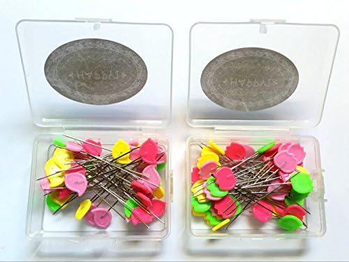 Happyi 100Pcs Multicolor Flat Bird Head Pins Flower Decorative Safety Pins For Sewing DIY Arts&amp;Crafts Projects-Boxed (Bird&amp;Flower)