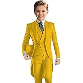 Toobour Suits for Boys 3 Pieces Formal Long Tailcoat Tuxedos for Kids Wedding Banquet Party Outfit Jacket Vest Pants Set