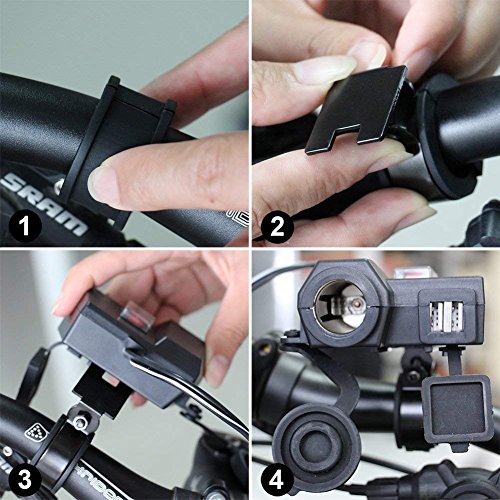 Aileap Motorcycle Cigarette Lighter Female Socket Power Outlet with Dual USB Ports 5V 2.1A Charger Adapter and Waterproof Power Switch