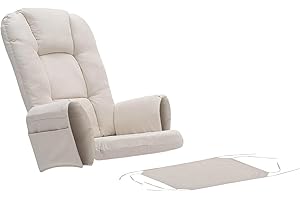 Glider Rocking Chair Replacement Cushion, Washable Non Slip Cushions with Side Pockets, 5PCS Glider Rocker Cushions (White)