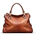 AINIMOER Womens Genuine Leather Vintage Tote Shoulder Bag Top-handle Crossbody Handbags Large Capacity Ladies' Purse (Sorrel)