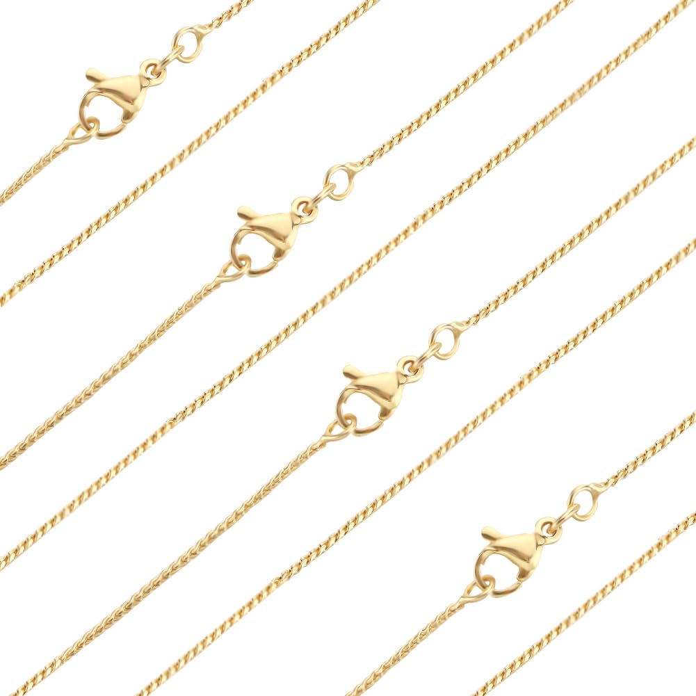 Beebeecraft 6Pcs 45CM 18 Inch Necklace Chains 18k Gold Plated Fine Serpentine Curb Jewelry Link Chains with Lobster Clasps for Jewellery Making (Wide: 1mm) — image 1