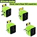 Limechoes International Travel Adapter Universal Power Adapter European Plug Converter Worldwide All in One with 2.4A 4 USB Ports and AC Socket US to Europe Plug Adapter for UK USA EU AUS Asia (Green)
