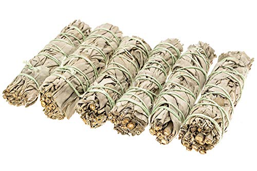 6 Pack Premium California White Sage Smudge Sticks (4 Inch Long) for Purifying, Cleansing, Healing, Rituals, Meditation and Wicca