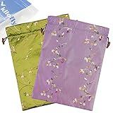 kilofly Embroidered Silk Jacquard Travel Bag, Lingerie & Shoes, Value Set of 2