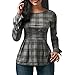 Tsmile Women Blouse Clearance Spring Summer Lattice Long Sleeve Tops Plaid Bowknot Backless T-Shirt (Gray, M)