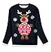 *daisysboutique* Women's Christmas Reindeer Themed Knitted Holiday Sweater Girl Pullover (Medium, Reindeer-3D Nose)