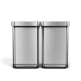 simplehuman Step Recycler, 90L / 23.8 Gallon Dual Compartment Kitchen Trash Can, 150,000-Step Steel Pedal, Lid Shox&reg; Technology, Liner Rim System, Liner Pocket&reg;, Brushed Stainless Steel