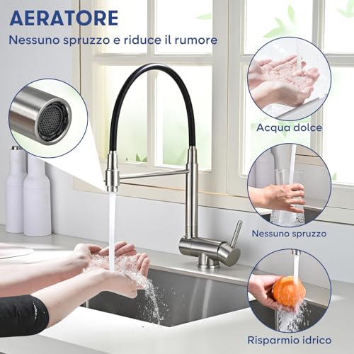 BuntHaus Folding Kitchen Tap, Kitchen Mixer Tap Under Window Folding, Kitchen Sink Mixer Tap 360° Rotatable 304 Stainless Steel (Brushed Silver)