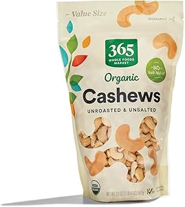365 by Whole Foods Market, Organic Cashews, Unroasted and Unsalted, Value Size, 20 Ounce