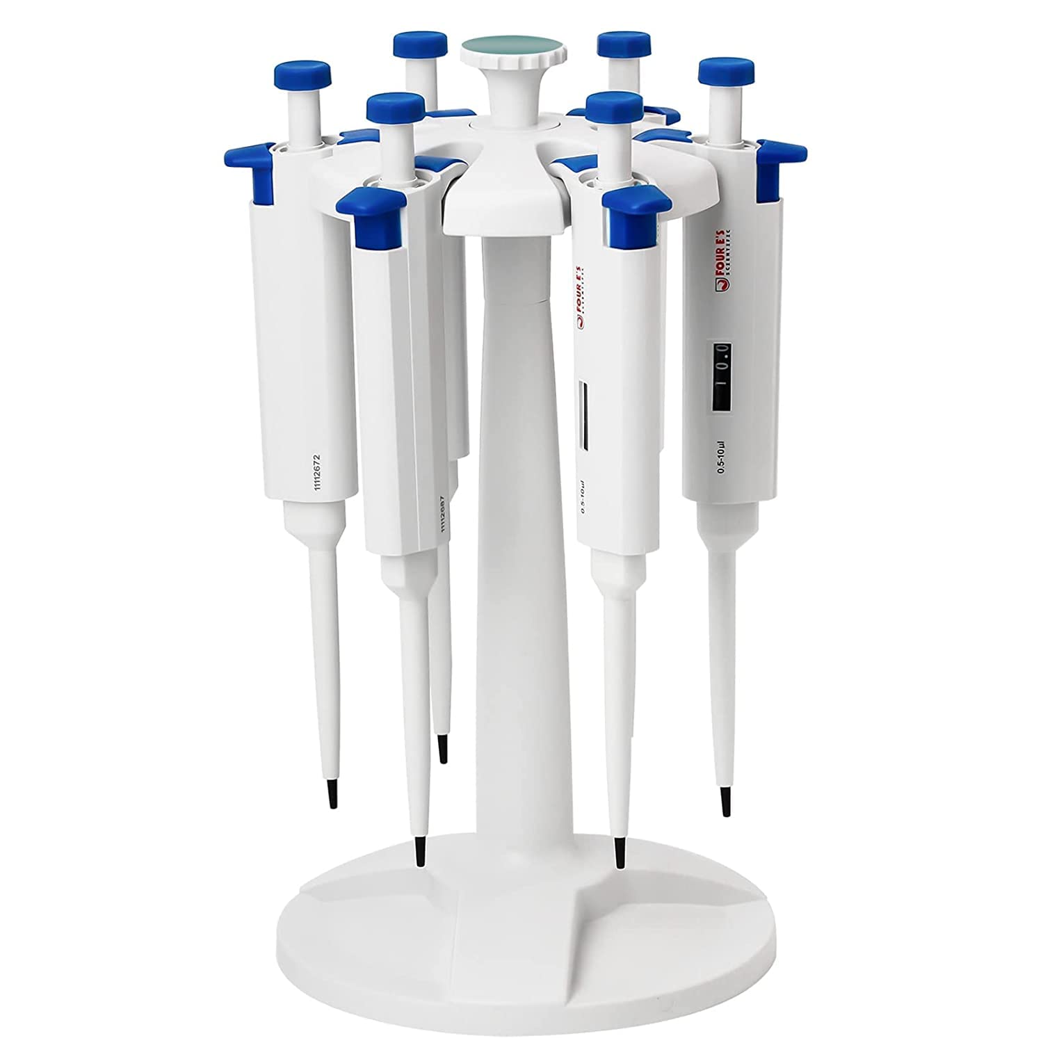 Four E' S Scientific Universal Carousel Pipette Stand 6 Positions Rotate Rack Holder for Laboratory, Single-Channel Multichannel Pipettors