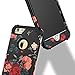 GrapCase Case for iPhone 6, iPhone 6s, Three Layer Heavy Duty Cute Beauty Flowers for Girls Women Shockproof Hybrid Case for iPhone 6/6s, Black Roses