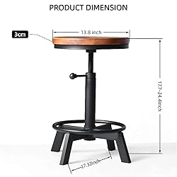 BOKKOLIK Set of 2-Industrial Bar Stool-Counter