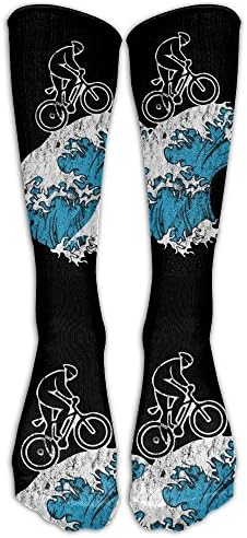 Bicycle Cycling Japanese Tsunami Unisex Comfort Over The Calf Tube Socks