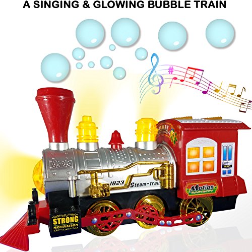 ANJ Kids Toys - Battery Operated Bubble Train Toys - Bump N Go Locomotive Toy Train Blowing Bubbles, Flashing Colorful Lights and Playing Realistic Train Running Sound Effects - Perfect Gift for Kids
