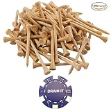 1000 Count Professional Bamboo Golf Tees 2-3/4 inch - Free Poker Chip Ball Marker - Stronger Than Wood Tees Biodegradable & Less Friction PGA Approved