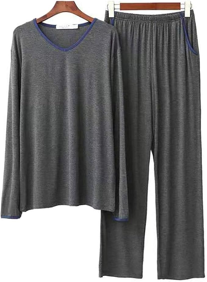 Amazon Happylifehere メンズ パジャマ 綿100 春 夏 秋 長袖 長ズボン 上下セット ルームウェア 男性用 便利服 父の日 プレゼント パジャマ 通販