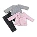 Emily Rose 18 Inch Doll Clothes | Stylish Pink Faux Leather Crop Jacket Outfit, Includes Jeans and Striped Long Sleeved T-Shirt | Fits American Girl Dolls