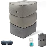 Inflatable Foot Rest for Under Desk at Work, Travel Footrest Pillow for Long Airplane Flights-Adjustable Blow Up Leg Rest Outdoor Foot Stools Ottoman, Seat Extender